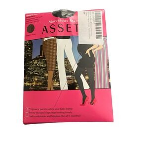 ASSETS ‎ BY SPANX MARVELOUS MAMA MATERNITY TIGHTS Size 3 BLACK OPAQUE STRIPE